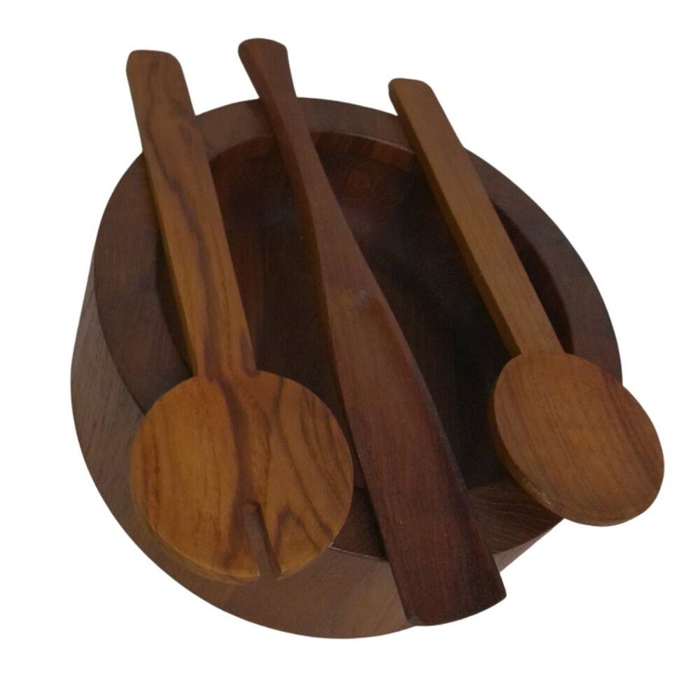 Vintage Dansk Jens Quistgaard Denmark MCM Teak Salad Bowl Set